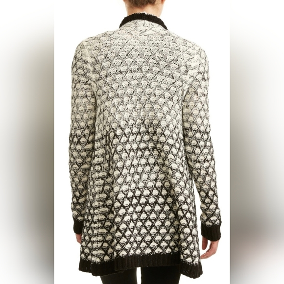 Design Lab Women 100% Acrylic Open Front Knit  Cardigan Black &White Ombre Small - Picture 10 of 16